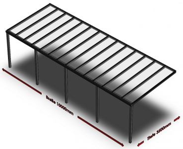 Preview: Überdachung mit VSG 8,76 mm klar, 10 x 3,5 m